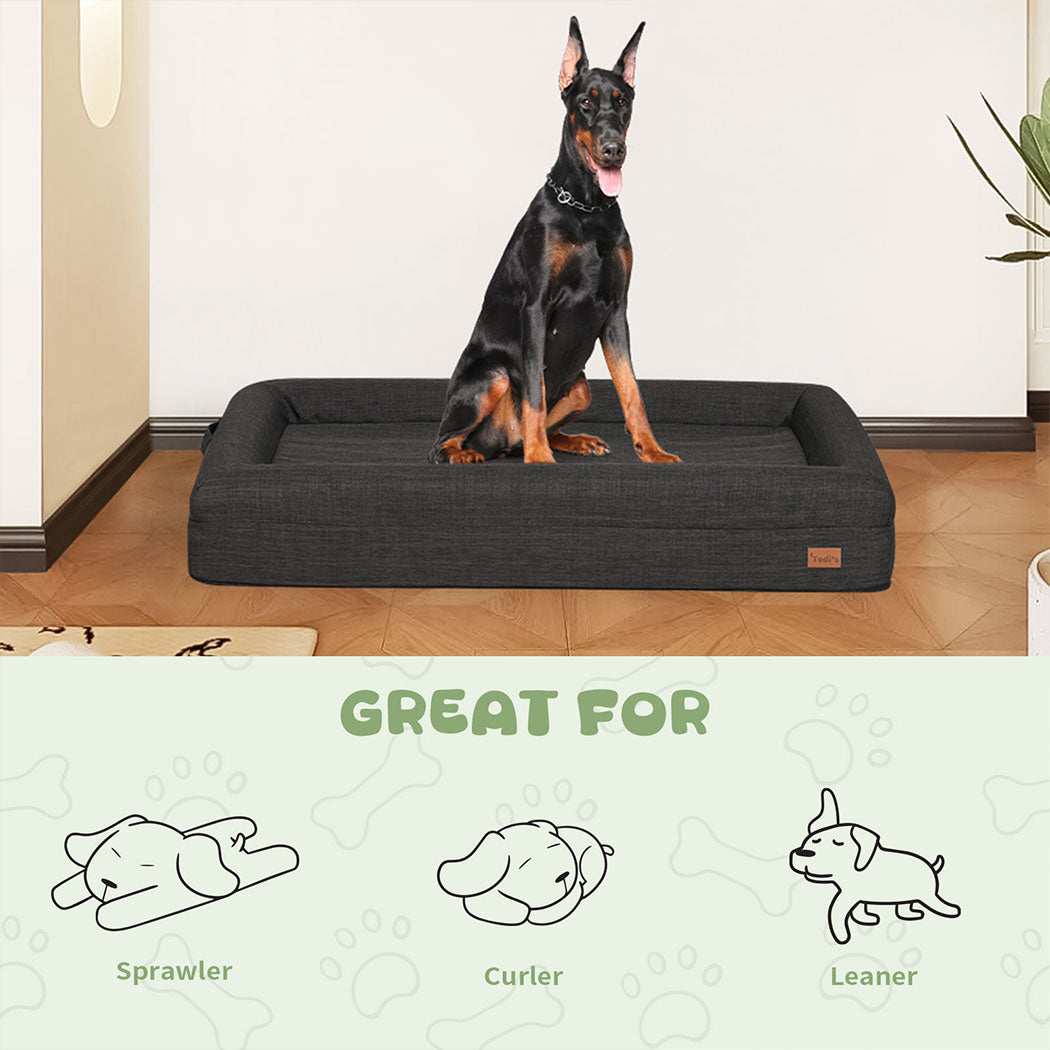 Tedi’s Orthopedic Dog Bed Calming Pet Beds Washable Portable Handle Large