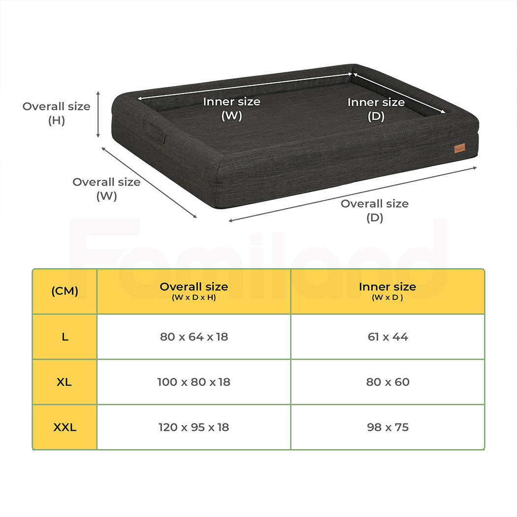 Tedi’s Orthopedic Dog Bed Calming Pet Beds Washable Portable Handle Large