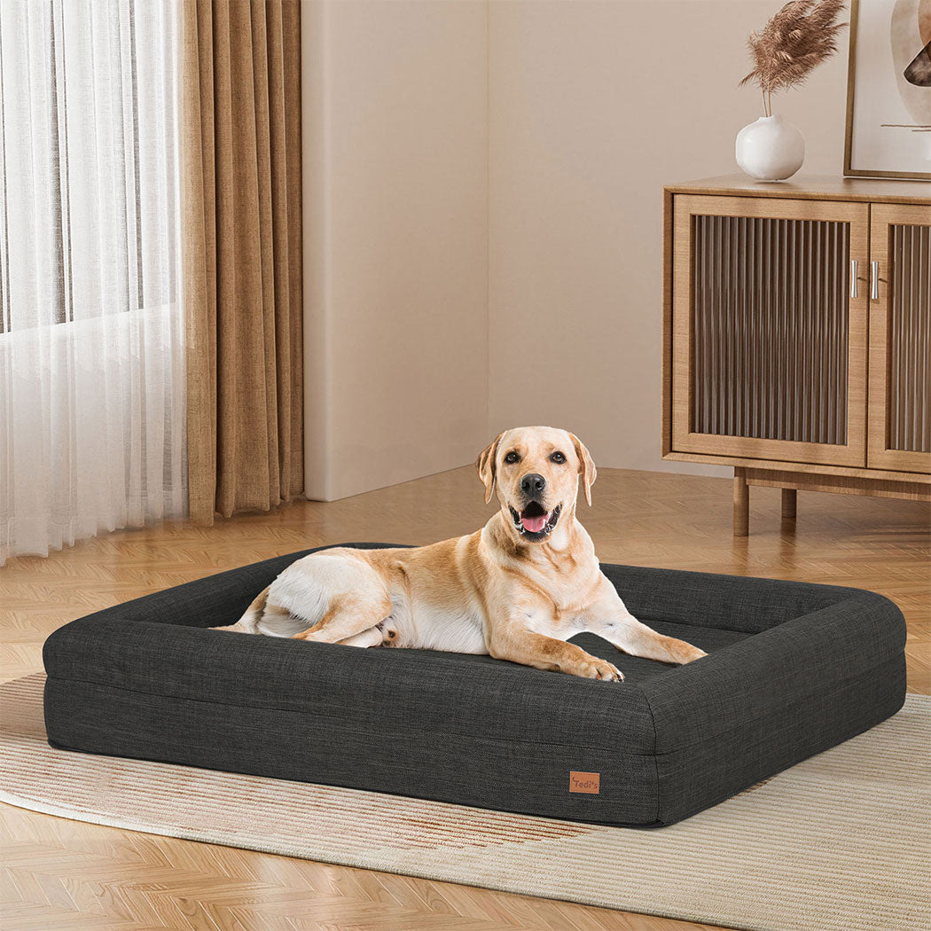 Tedi’s Orthopedic Dog Bed Calming Pet Beds Washable Portable Handle Large