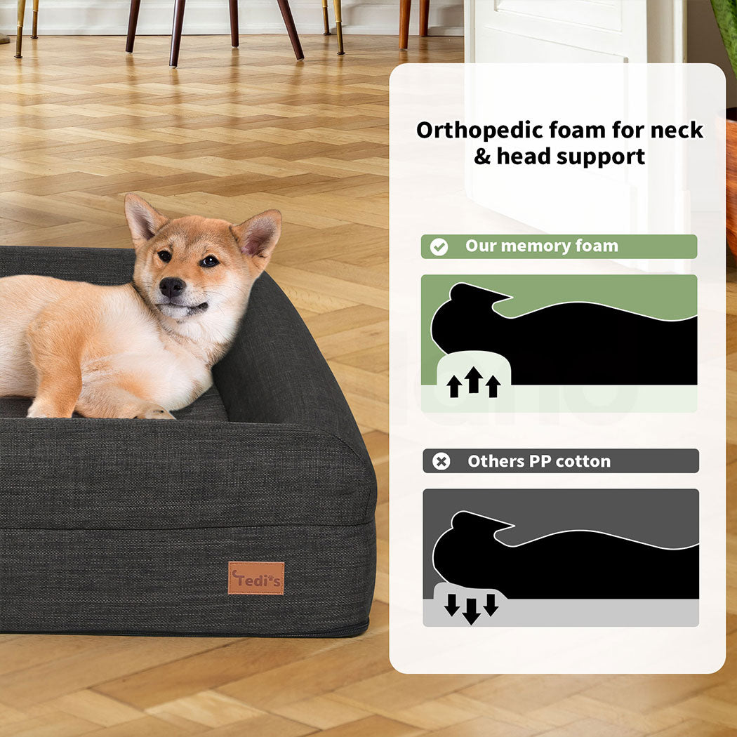 Tedi’s Orthopedic Dog Bed Calming Pet Beds Washable Portable Handle Large