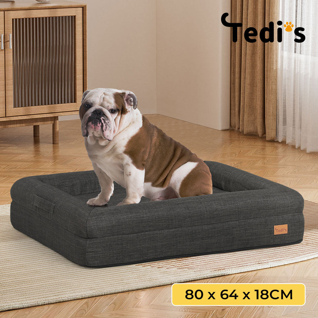 Tedi’s Orthopedic Dog Bed Calming Pet Beds Washable Portable Handle Large