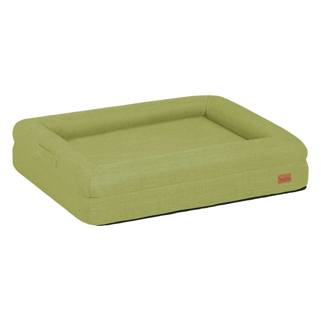 Tedi’s Orthopedic Dog Bed Calming Pet Beds Washable Portable Handle Large Green