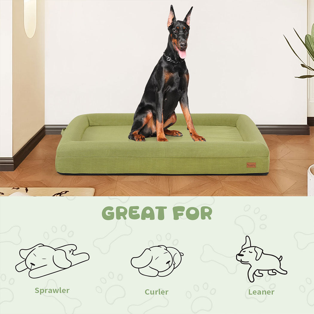 Tedi’s Orthopedic Dog Bed Calming Pet Beds Washable Portable Handle Large Green