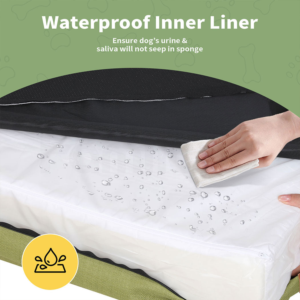 Tedi’s Orthopedic Dog Bed Calming Pet Beds Washable Portable Handle Large Green