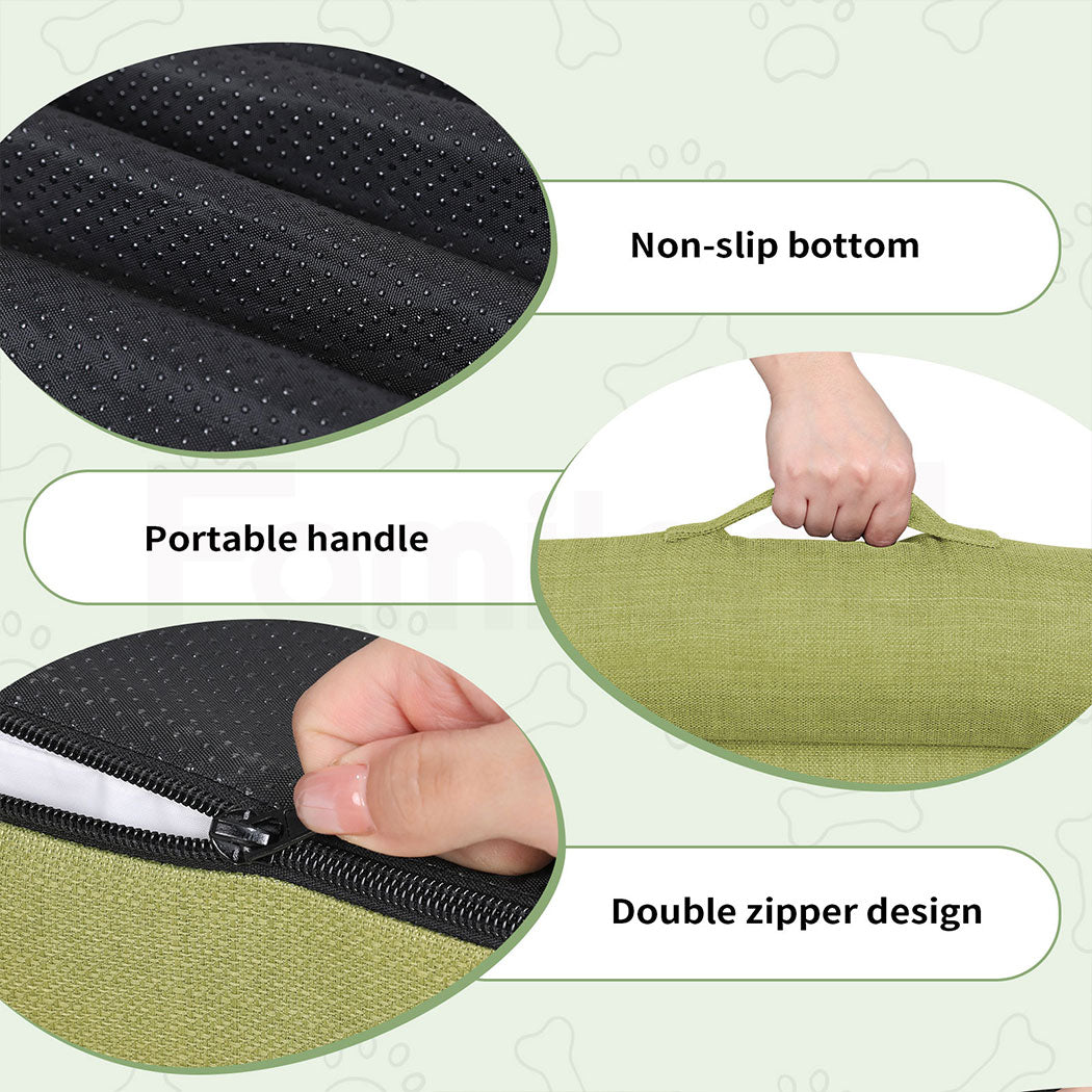 Tedi’s Orthopedic Dog Bed Calming Pet Beds Washable Portable Handle Large Green