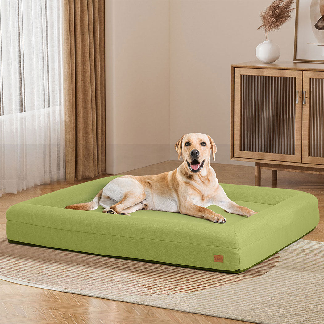 Tedi’s Orthopedic Dog Bed Calming Pet Beds Washable Portable Handle Large Green