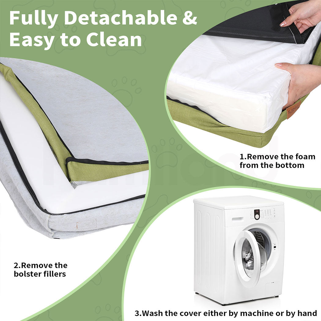 Tedi’s Orthopedic Dog Bed Calming Pet Beds Washable Portable Handle Large Green