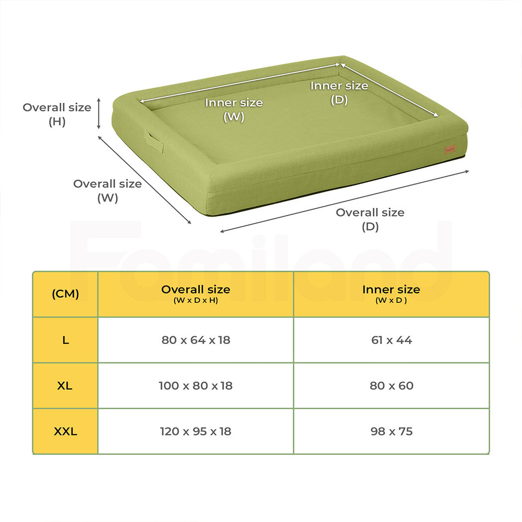 Tedi’s Orthopedic Dog Bed Calming Pet Beds Washable Portable Handle Large Green