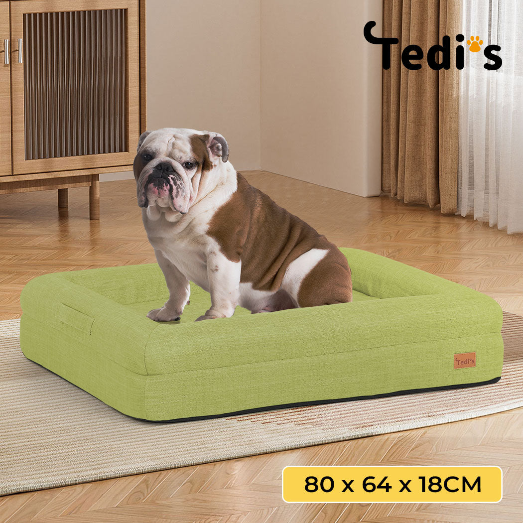 Tedi’s Orthopedic Dog Bed Calming Pet Beds Washable Portable Handle Large Green
