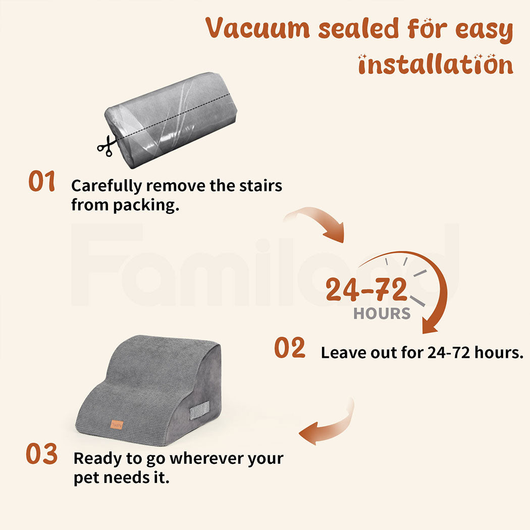 Tedi's 2-Teirs Dog Stairs Ramp for Bed Couch Sofa Steps Removable Washable Portable Foam
