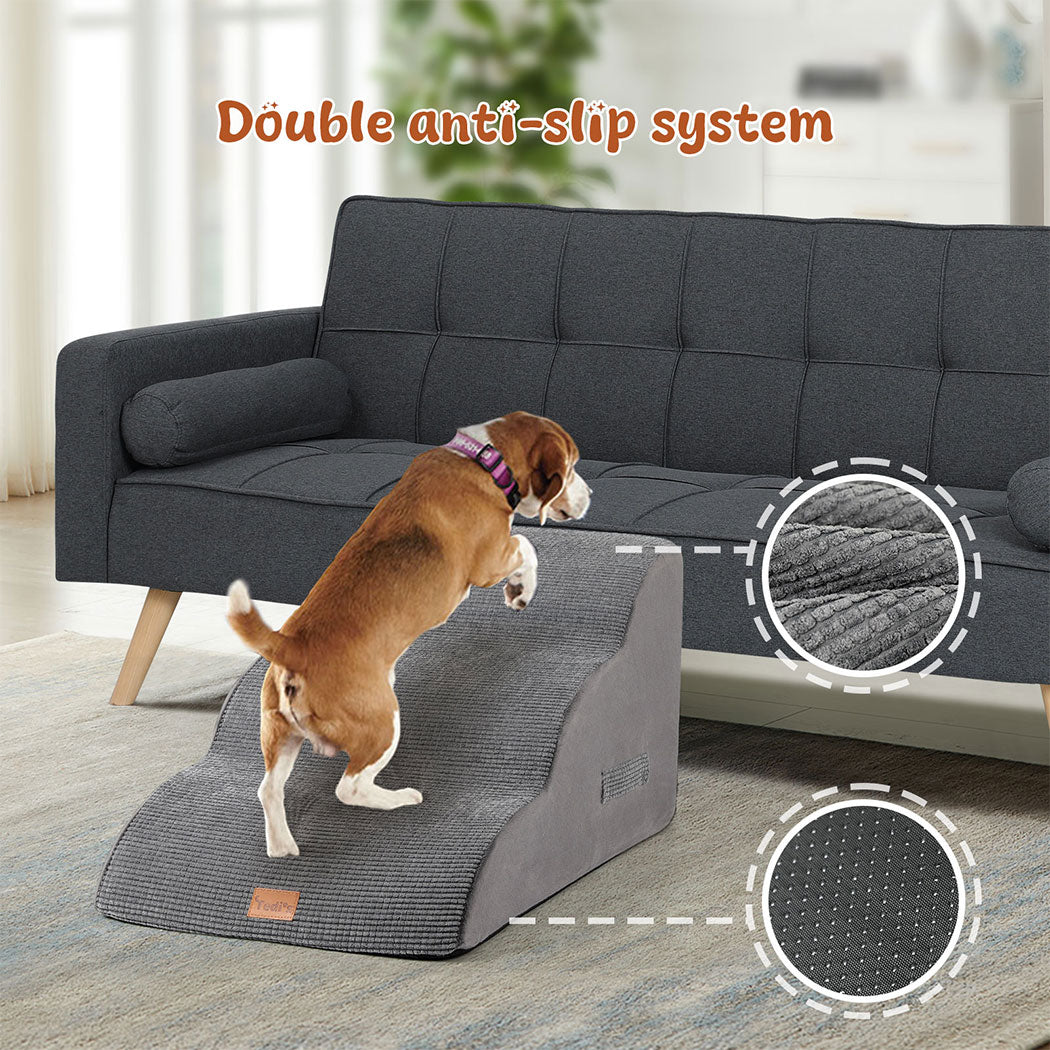 Tedi's 3-Teirs Dog Stairs Ramp for Bed Couch Sofa Steps Removable Washable Portable Foam