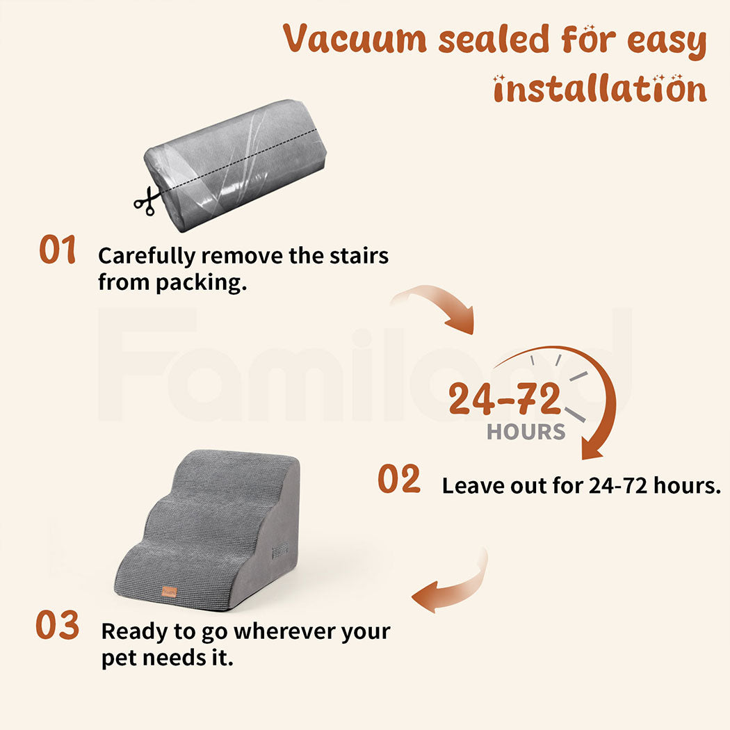 Tedi's 3-Teirs Dog Stairs Ramp for Bed Couch Sofa Steps Removable Washable Portable Foam