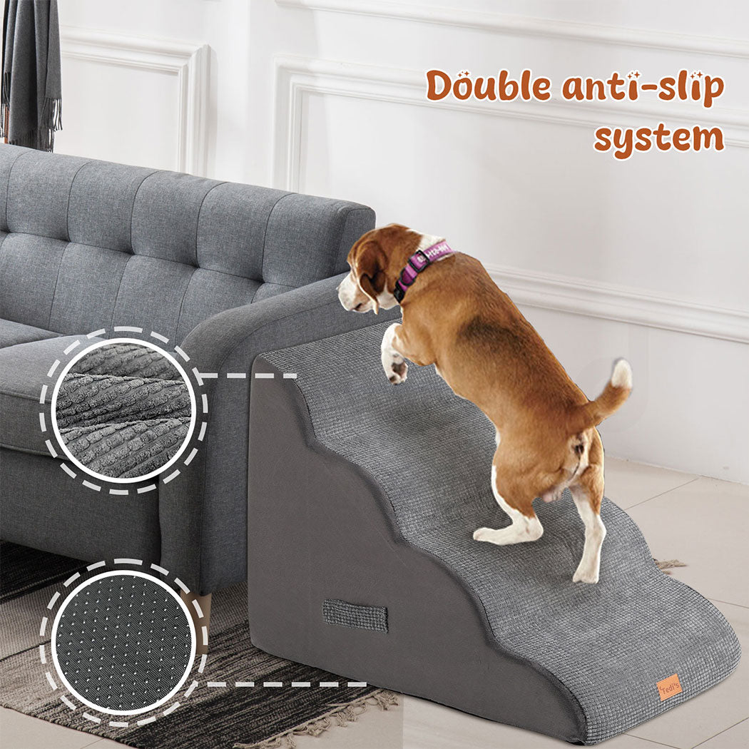 Tedi's 4-Teirs Dog Stairs Ramp for Bed Couch Sofa Steps Removable Washable Portable Foam