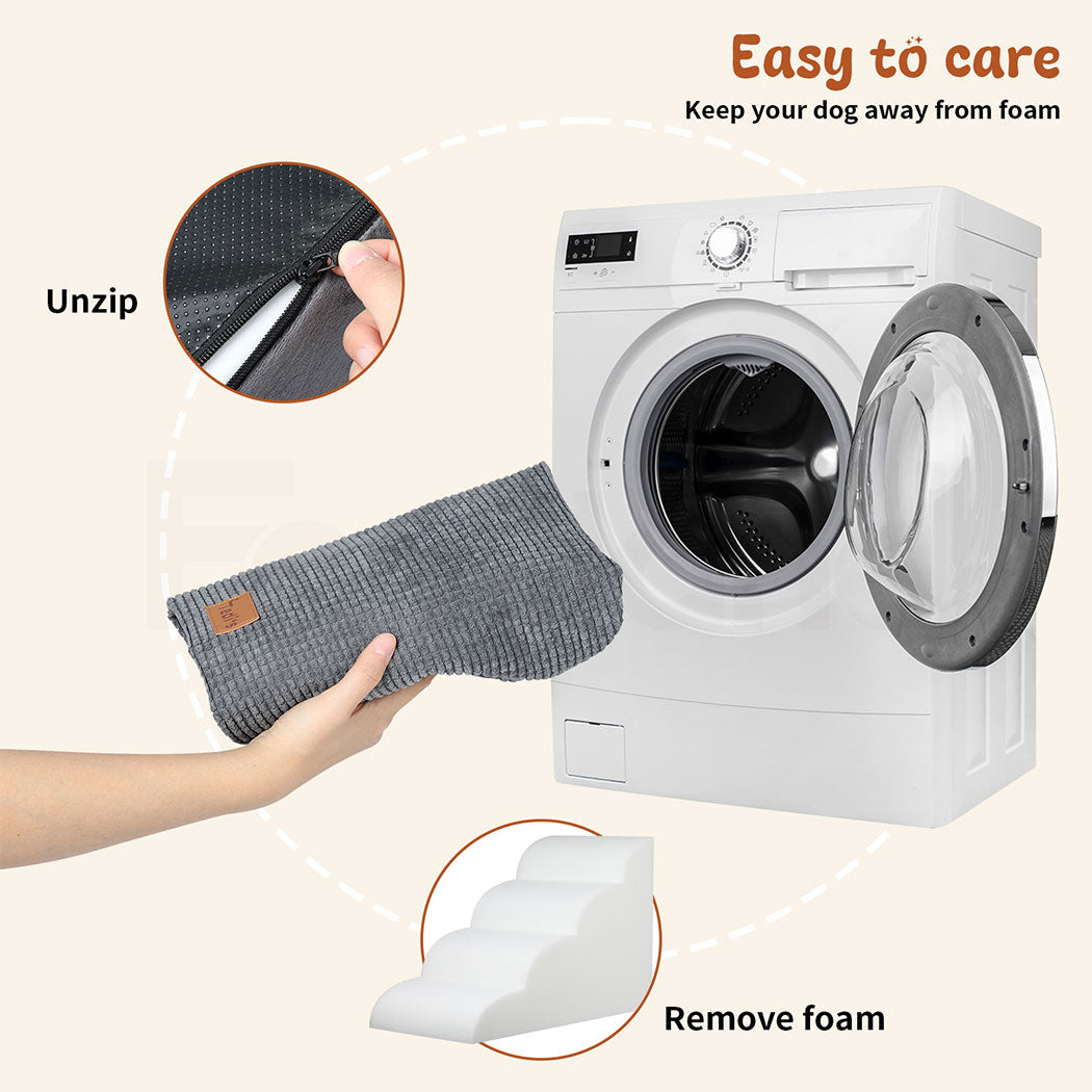 Tedi's 4-Teirs Dog Stairs Ramp for Bed Couch Sofa Steps Removable Washable Portable Foam