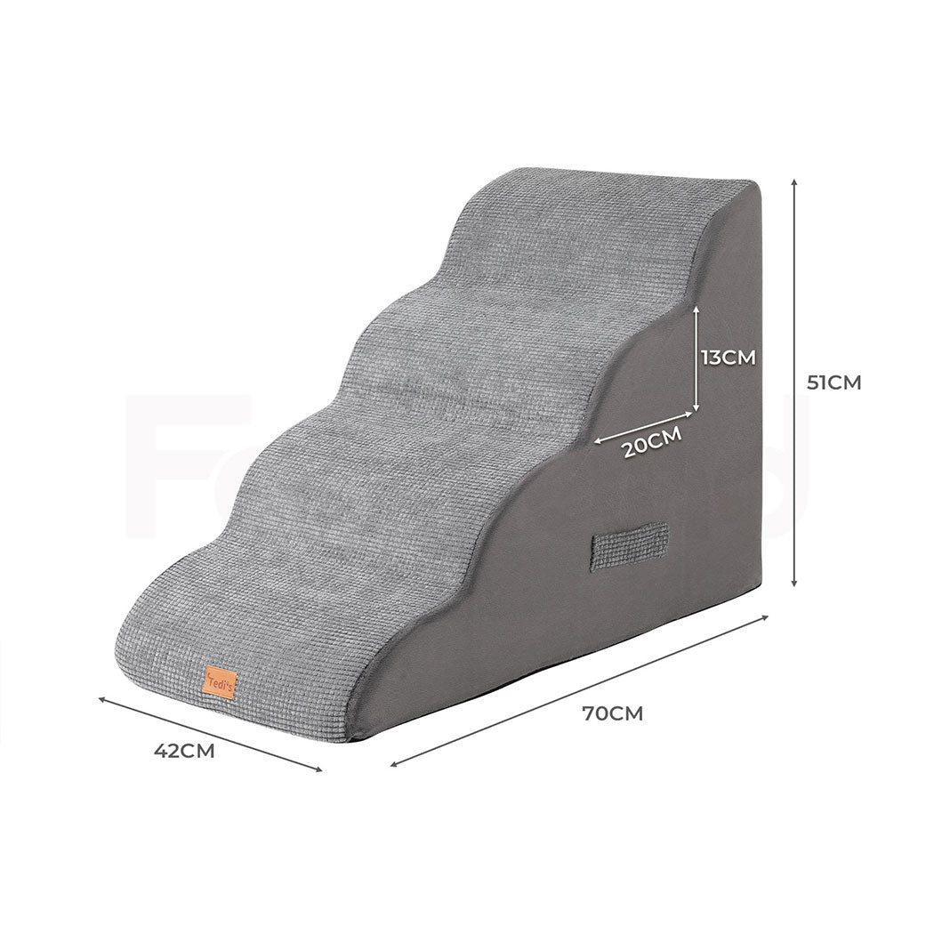 Tedi's 4-Teirs Dog Stairs Ramp for Bed Couch Sofa Steps Removable Washable Portable Foam