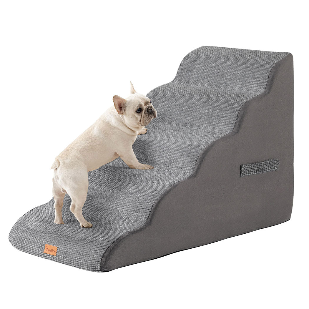 Tedi's 5-Teirs Dog Stairs Ramp for Bed Couch Sofa Steps Removable Washable Portable Foam