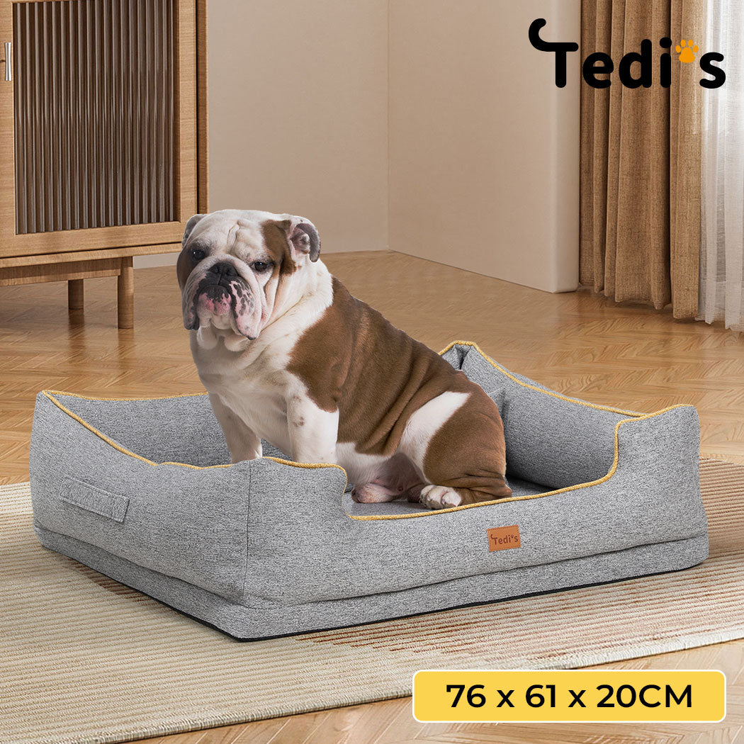 Tedi’s Orthopedic Dog Bed Pet Calming Mat Memory Foam Removable Washable Portable Grey