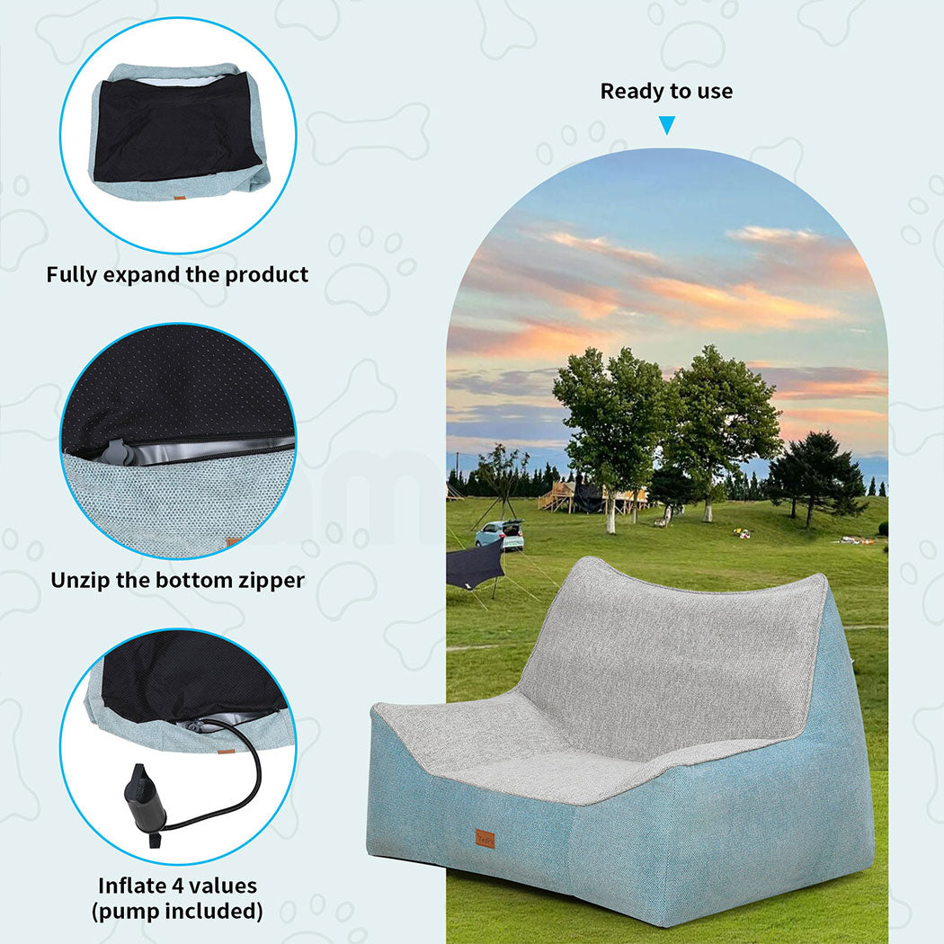 Tedi’s Pet Sofa Inflatable Dog Bed Cat Couch Washable Portable Removable Outdoor Blue