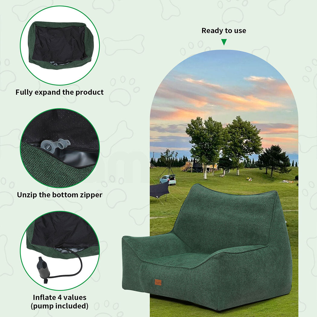 Tedi’s Pet Sofa Inflatable Dog Bed Cat Couch Washable Portable Removable Outdoor Green