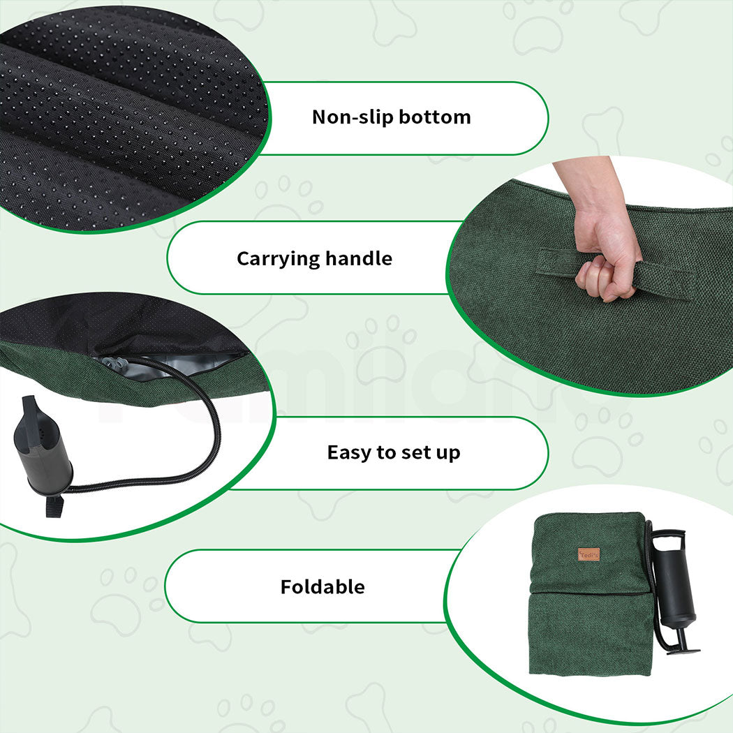 Tedi’s Pet Sofa Inflatable Dog Bed Cat Couch Washable Portable Removable Outdoor Green