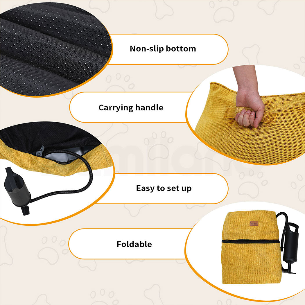 Tedi’s Pet Sofa Inflatable Dog Bed Cat Couch Washable Portable Removable Outdoor Yellow