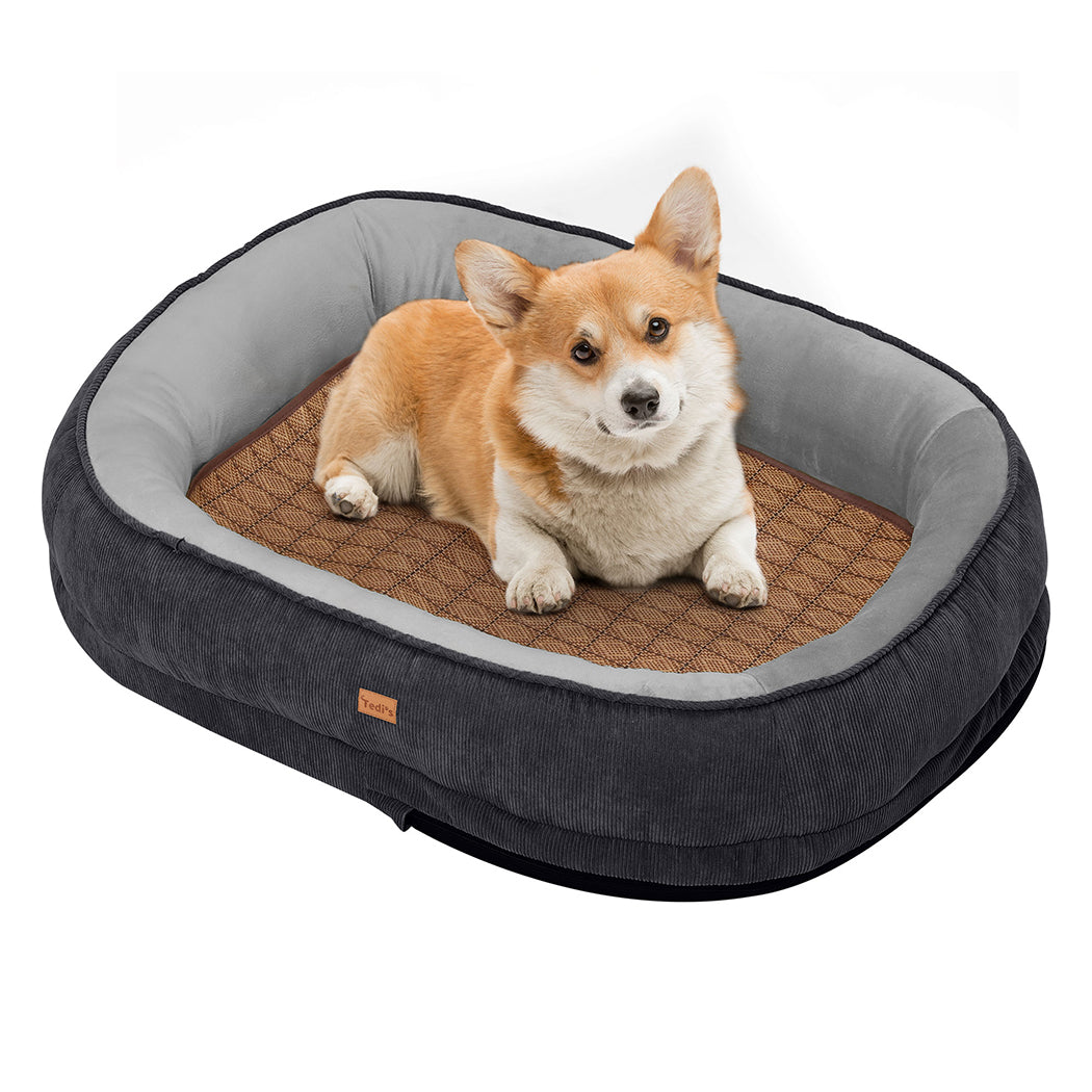 Tedi’s Orthopedic Dog Bed Pet Calming Mat Memory Foam Removable Washable Waterproof Inner Grey