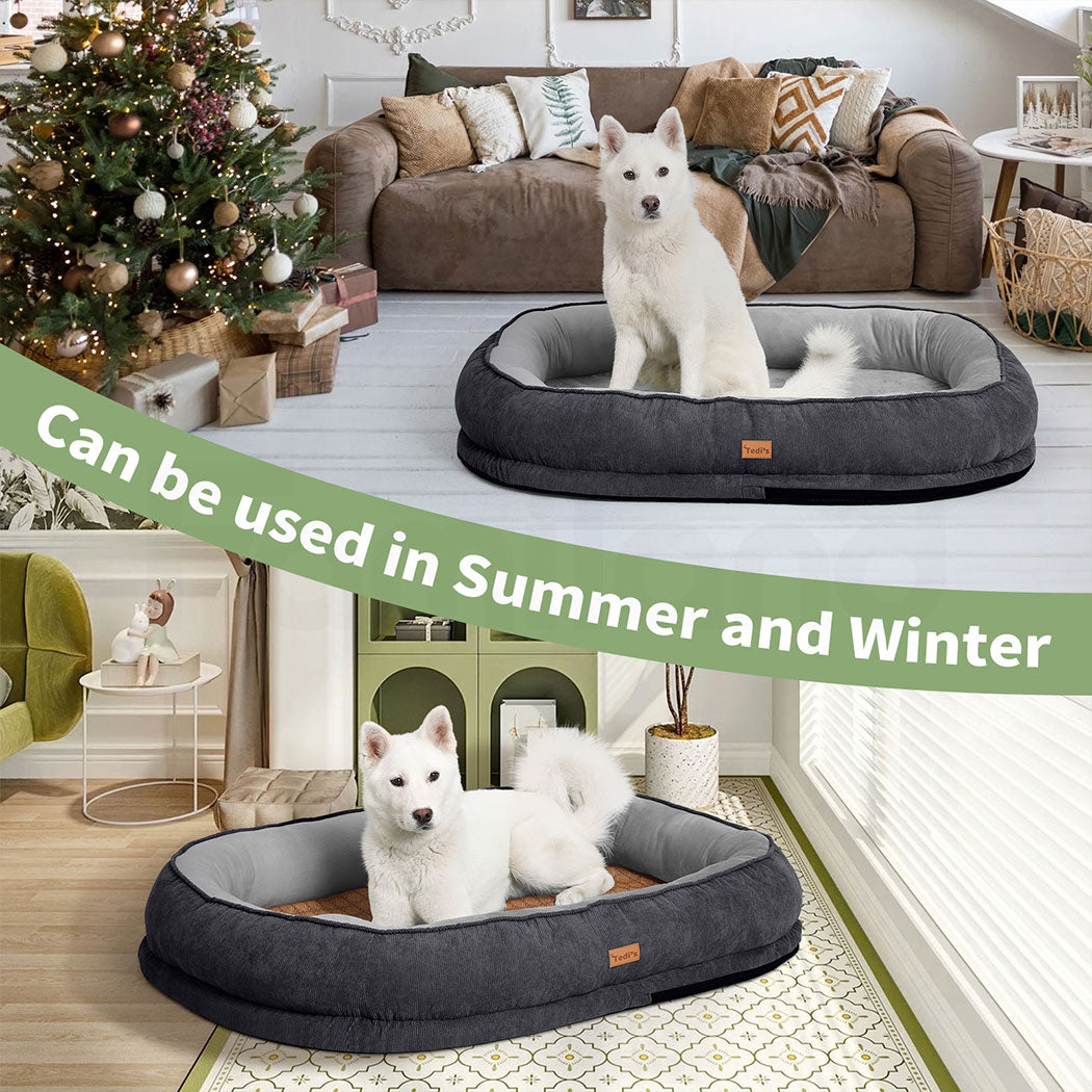 Tedi’s Orthopedic Dog Bed Pet Calming Mat Memory Foam Removable Washable Waterproof Inner Grey