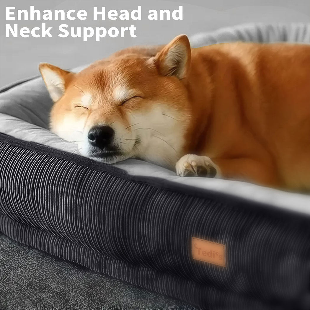 Tedi’s Orthopedic Dog Bed Pet Calming Mat Memory Foam Removable Washable Waterproof Inner Grey
