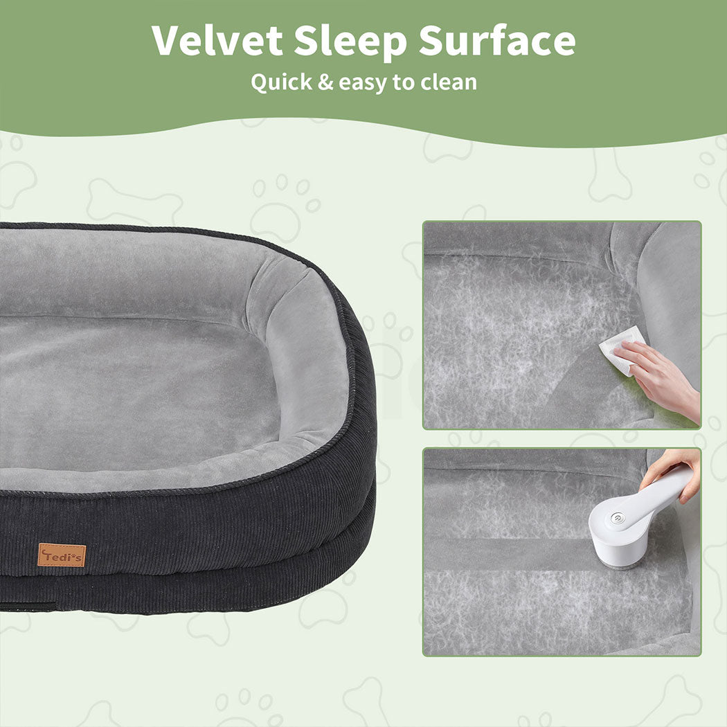 Tedi’s Orthopedic Dog Bed Pet Calming Mat Memory Foam Removable Washable Waterproof Inner Grey