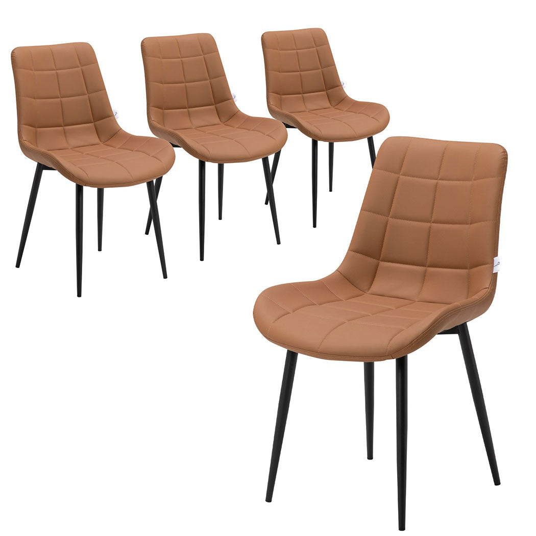 Familand Dining Chairs Set of 2 Faux Leather Padded Seat Kitchen Living Room Chair Grey