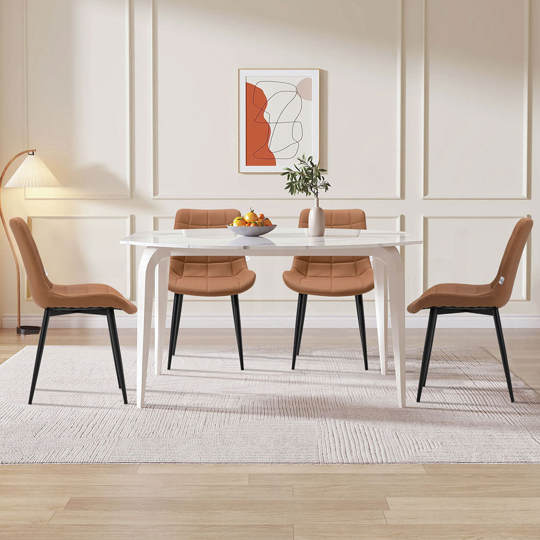 Familand Dining Chairs Set of 2 Faux Leather Padded Seat Kitchen Living Room Chair Grey