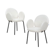 Familand 2x Dining Chair Armchair Accent Padded Seat Living Room Sherpa White
