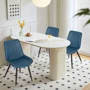 Familand 2x Dining Chairs Faux Leather Upholstered Kitchen Living Room Chair Metal Navy