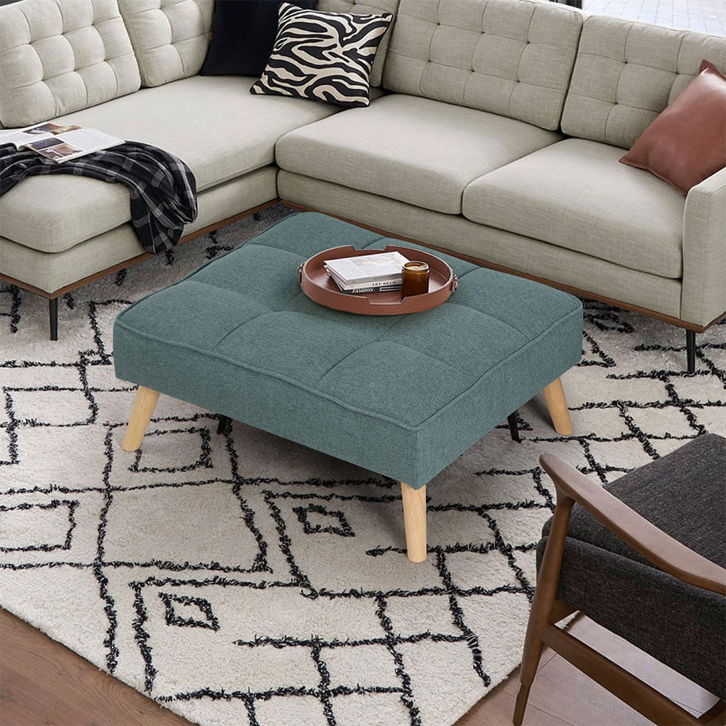 Familand Footstool Ottoman for Living Room-Large Footrest Ottoman with Solid Wood,Sofa Ottoman