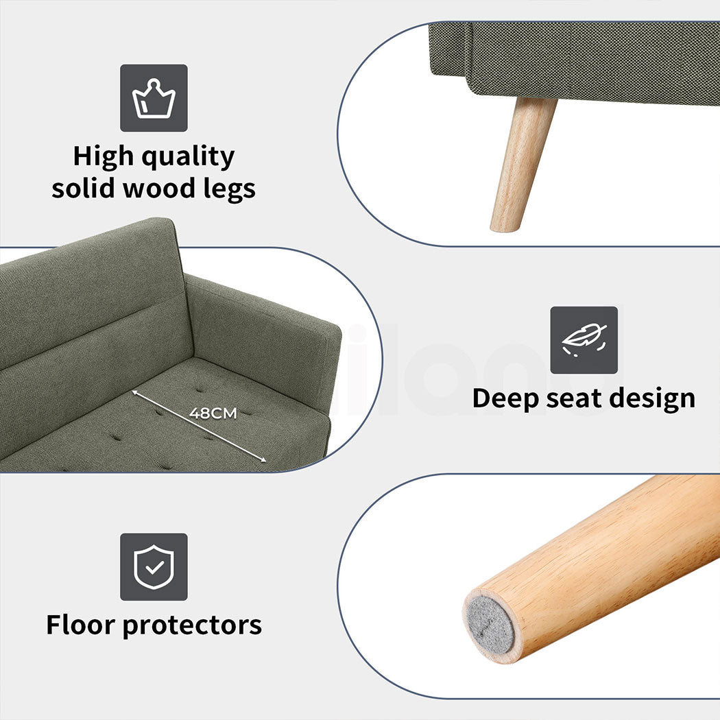 Familand 3 Seater Convertible Sofa Bed Loveseat Recliner Lounge