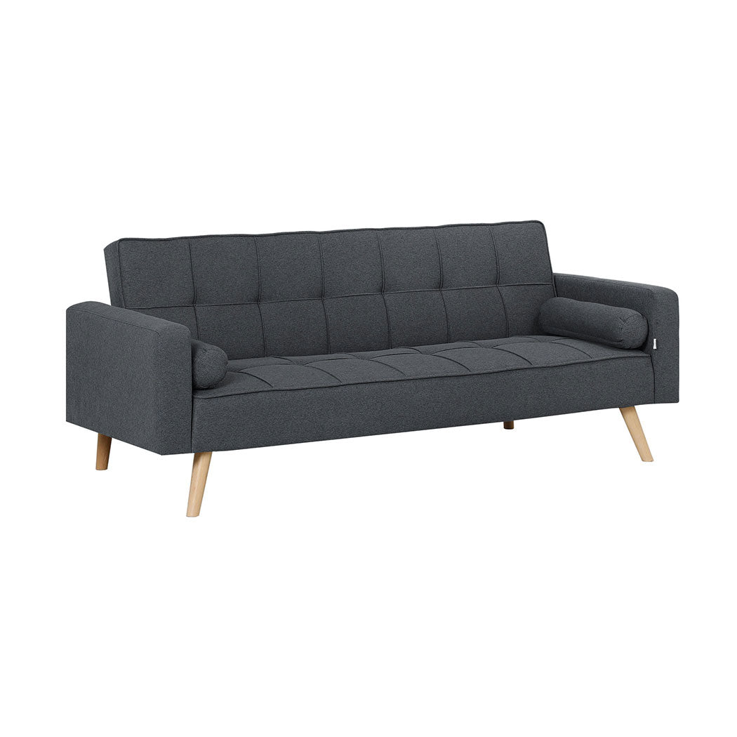 Familand 3 Seater Convertible Sofa Bed Loveseat Recliner Lounge Adjustable Back Grey