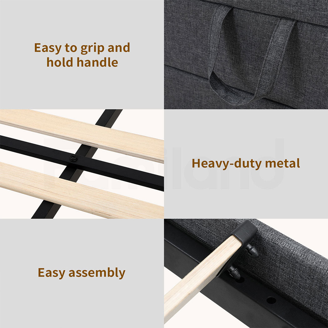 Familand Queen Daybed Trundle Bed Storage Drawer Upholstered Day Bed Frame Grey