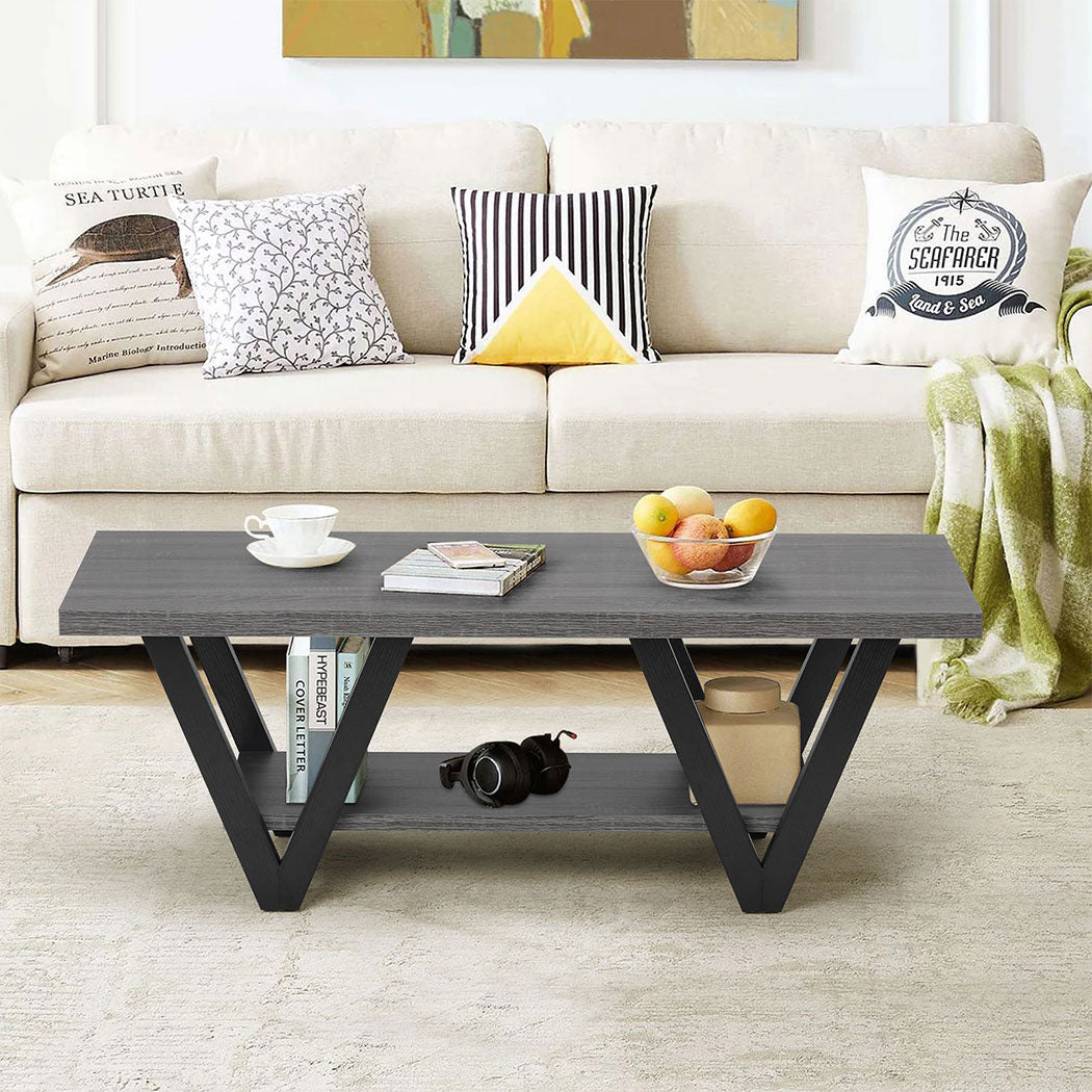 Familand Rectangular Coffee Table Storage Wooden Middle Centra Table Living Room Dark Grey