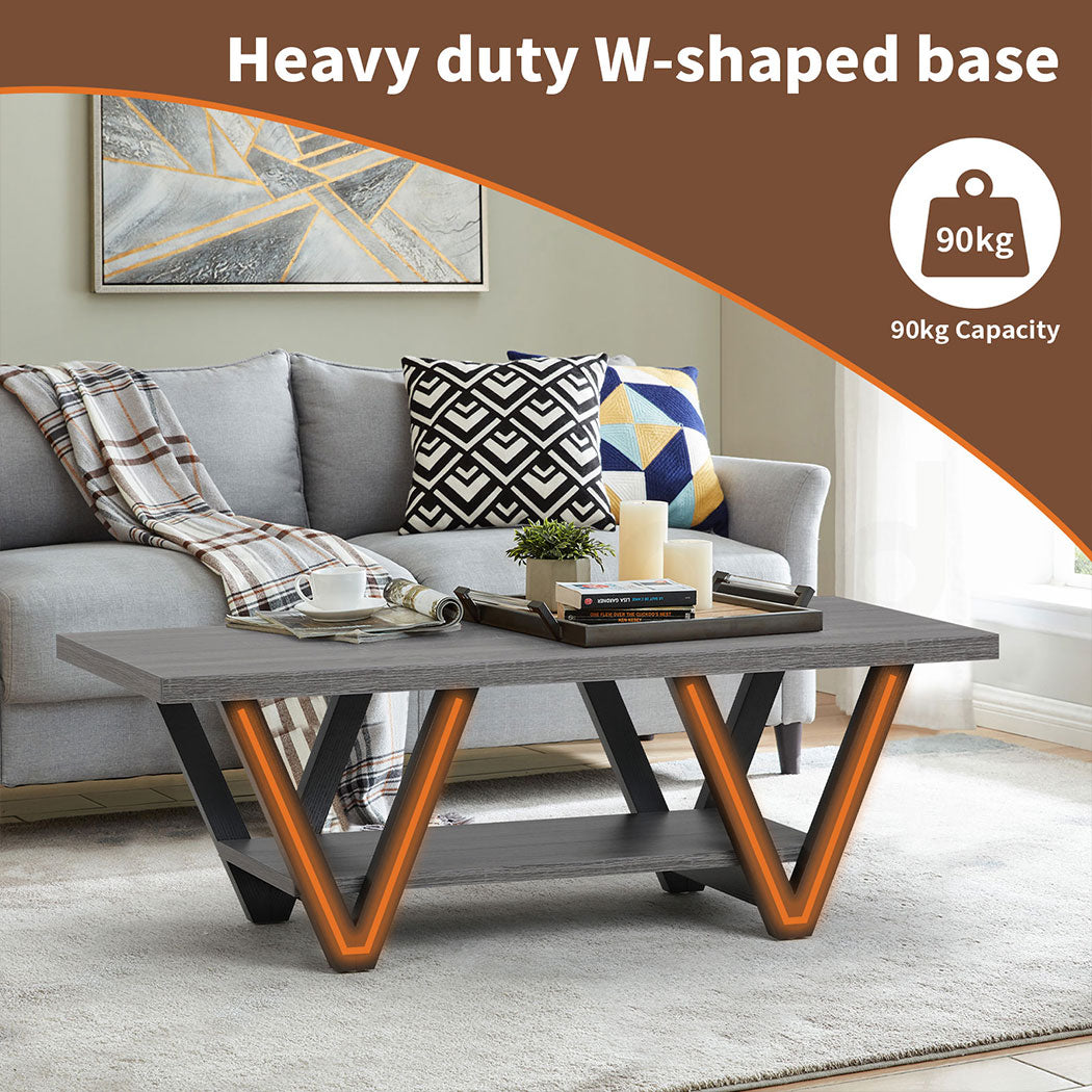 Familand Rectangular Coffee Table Storage Wooden Middle Centra Table Living Room Dark Grey