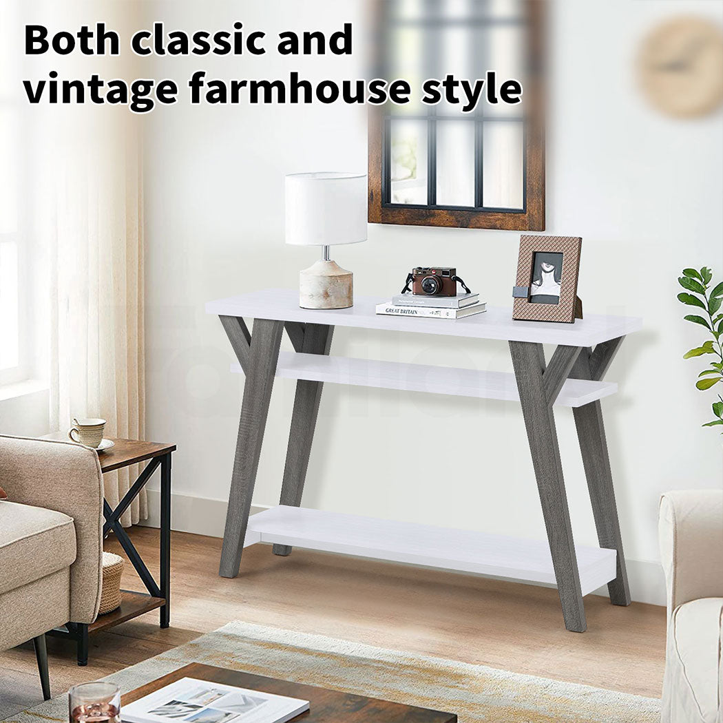 Familand 107cm Wooden Console Hallway Table with 3-teirs Ample Storage Shelves - Entryway Tables