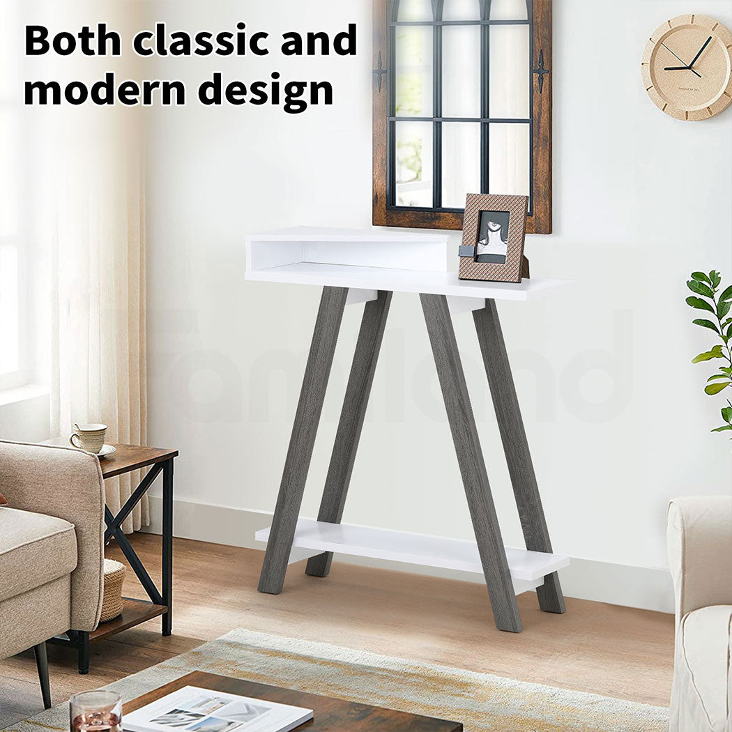 Familand 3-teirs Storage Shelves Wooden Console Hallway Table - Entryway Tables Behind Sofa Couch