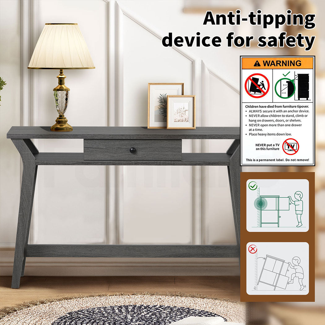 Familand 120cm Wooden Console Hallway Table with Storage Drawer - Entryway Tables Behind Sofa Couch