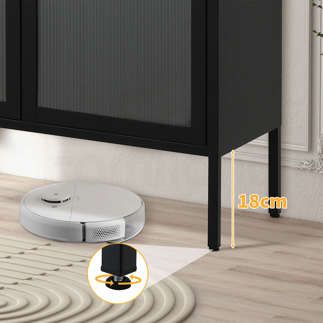 Familand Metal Buffet Sideboard Accent Storage Cabinet in Black