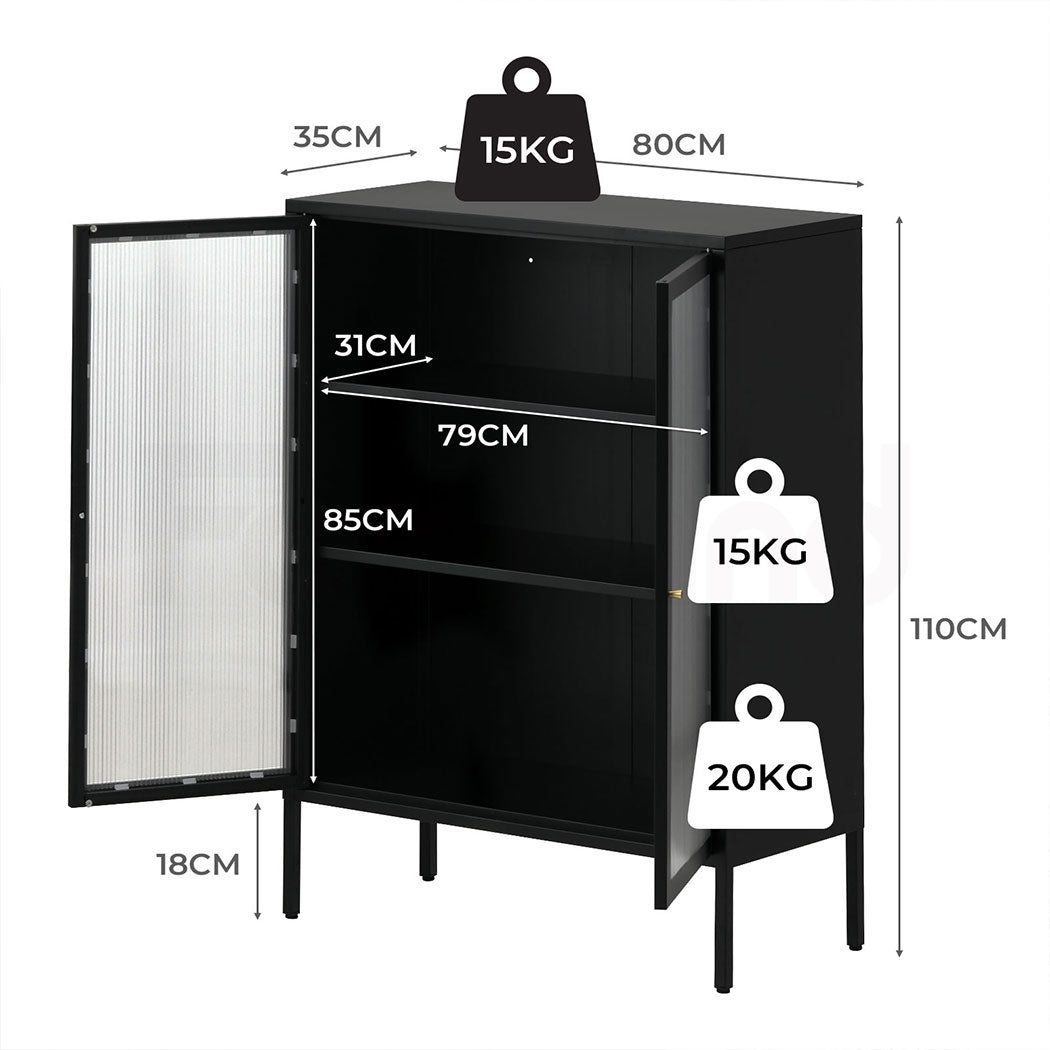Familand Metal Buffet Sideboard Accent Storage Cabinet in Black