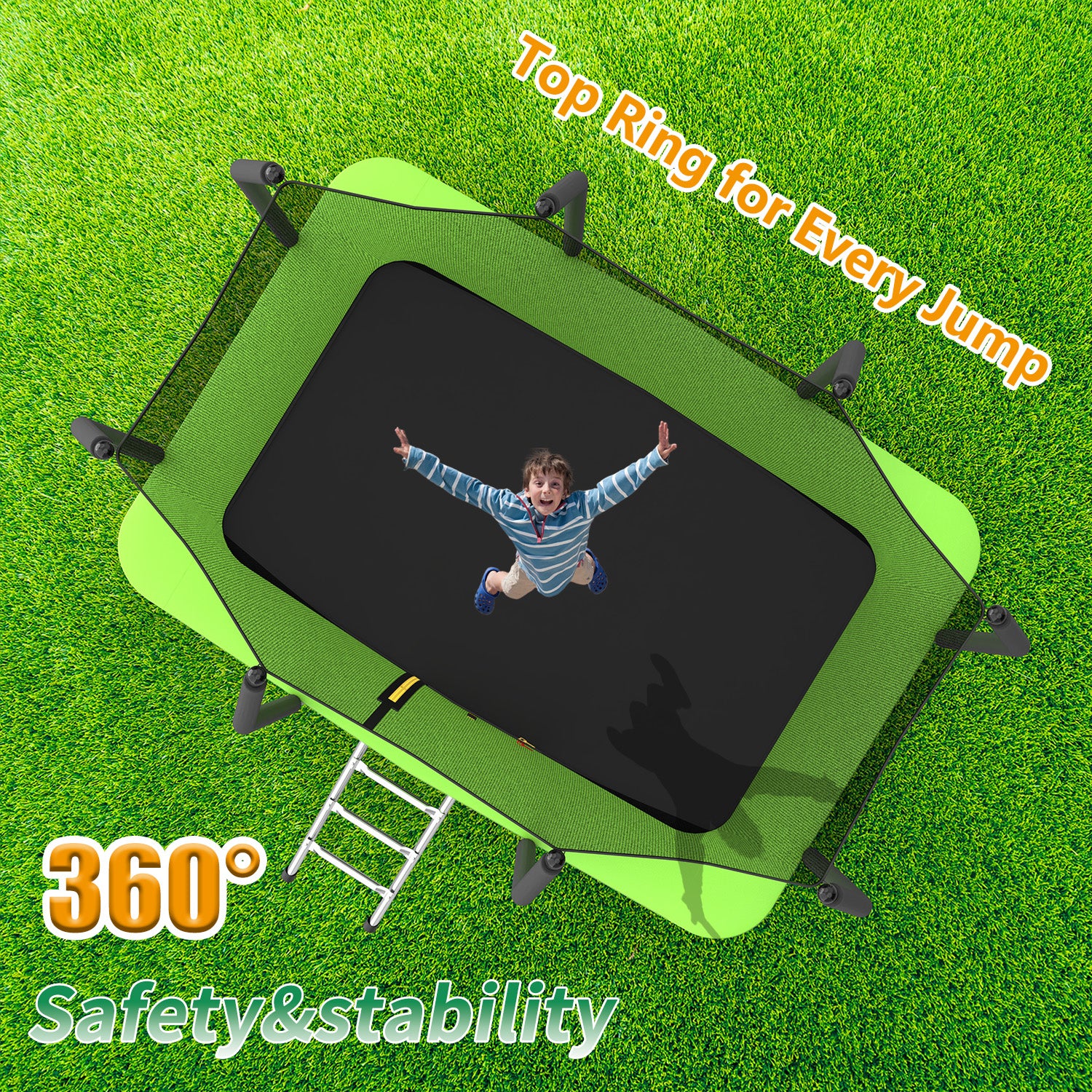 6FT x 9FT Outdoor Rectangular Trampoline ,Recreational Trampolines with Enclosure Net and Ladder