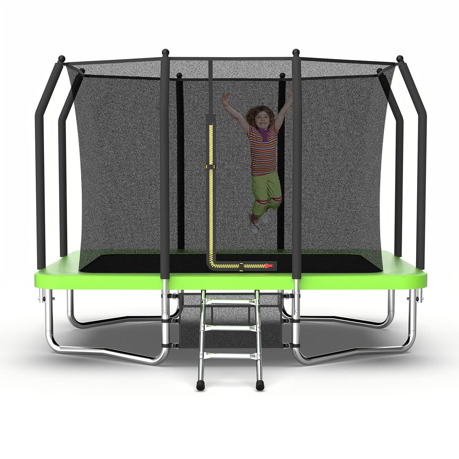7FT x 10FT Rectangle Outdoor Trampoline, Recreational Trampoline for Kids with Safety Enclosure Net