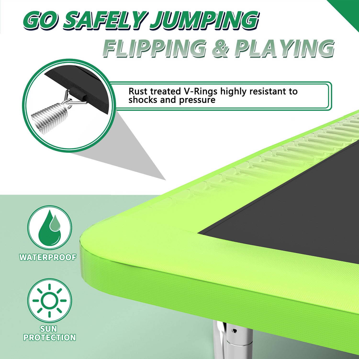 7FT x 10FT Rectangle Outdoor Trampoline, Recreational Trampoline for Kids with Safety Enclosure Net
