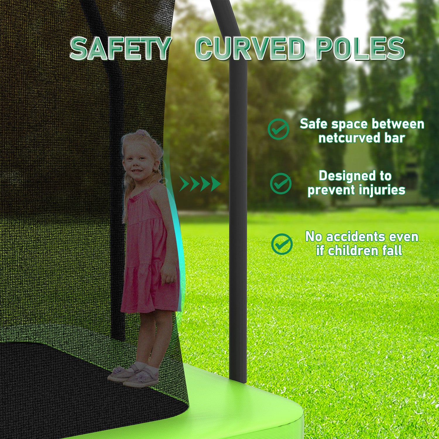 7FT x 10FT Rectangle Outdoor Trampoline, Recreational Trampoline for Kids with Safety Enclosure Net