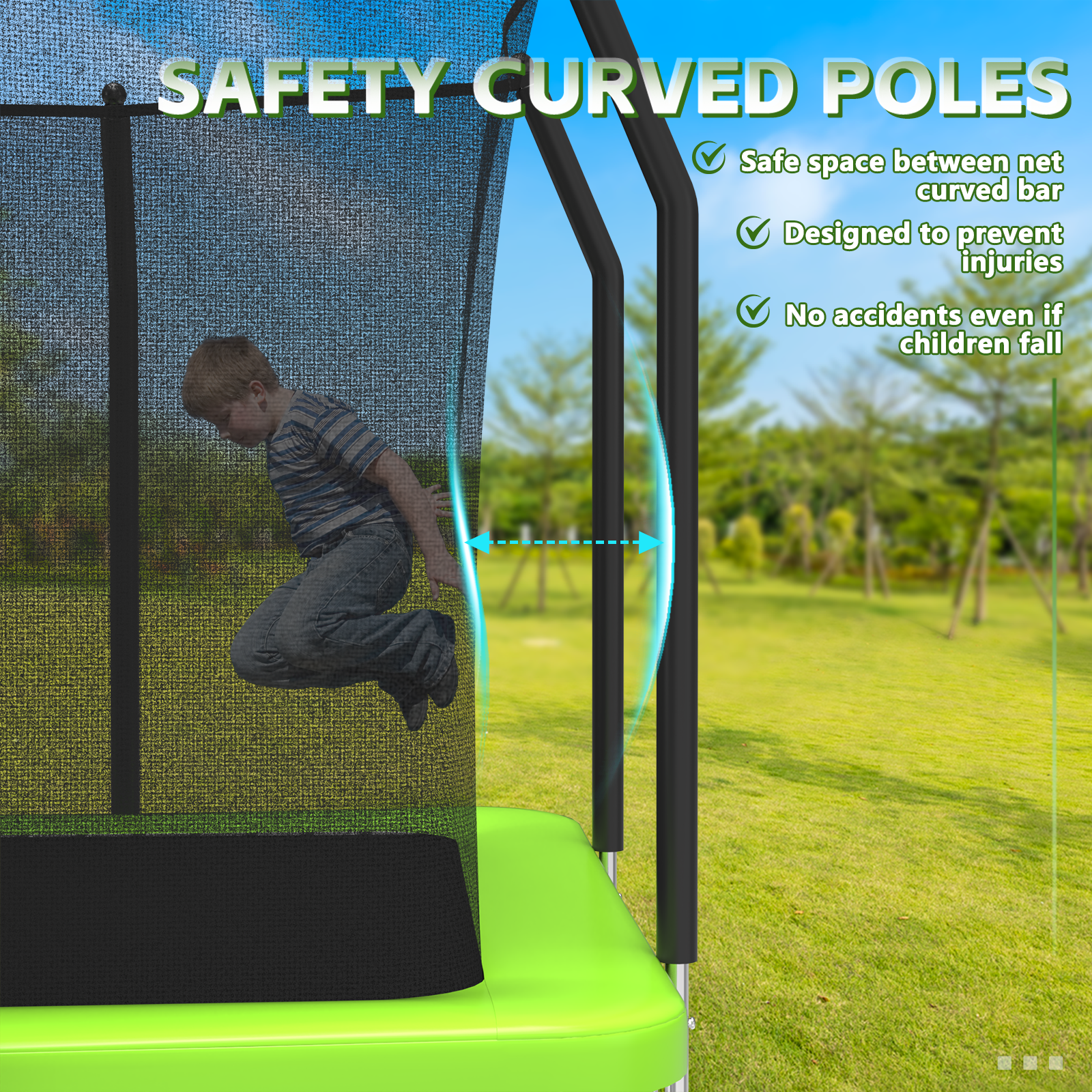 8FT x 11FT Rectangle Outdoor Trampoline, Recreational Trampoline for Kids with Safety Enclosure Net