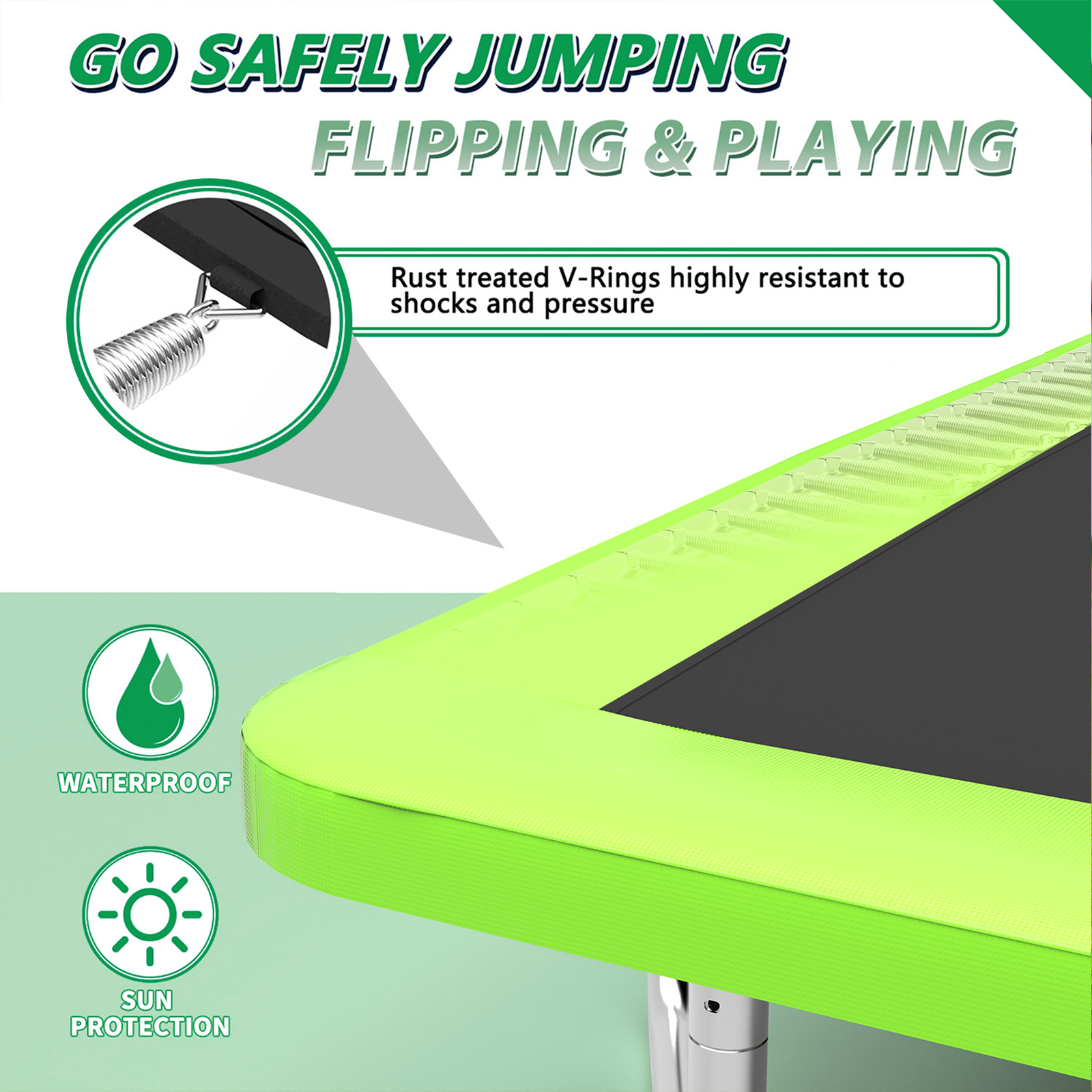 8FT x 11FT Rectangle Outdoor Trampoline, Recreational Trampoline for Kids with Safety Enclosure Net
